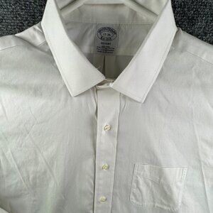 Brooks Brothers Long Sleeve Button Up Shirt Cotton Stretch 17 36 Regent White